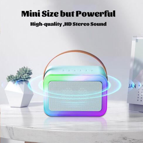 Waterproof Bluetooth Speaker IPX5,10W Wireless Portable Stereo Party Speakers with LED Lights,Karaoke Machine for Adults Kids with Wireless Microphones Support TF/USB/AUX for Outdoor, Travel(Blue) in Saudi Arabia
