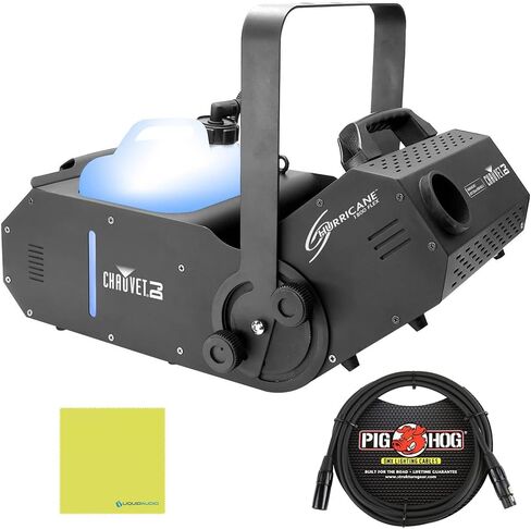 Chauvet H1800FLEX Hurricane 1800 Flex Adjustable Fog Machine Bundle w/Pig Hog PHDMX10 Lighting Cable and Liquid Audio Polishing Cloth in Saudi Arabia