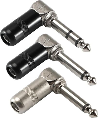 ALL4PRO Short Barrel Right Angle 1/4 Inch 6.35mm Black Nickel Mono Stereo Male Audio Plug Connector Low Profile for Speaker Microphone Guitar Patch Cable - 10 Pack (X065R) in Saudi Arabia