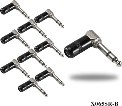 ALL4PRO Short Barrel Right Angle 1/4 Inch 6.35mm Black Nickel Mono Stereo Male Audio Plug Connector Low Profile for Speaker Microphone Guitar Patch Cable - 10 Pack (X065R) in Saudi Arabia