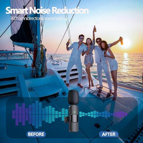 3 in 1 Wireless Lavalier Microphone for iPhone, Android,iPad，USB-C Microphone, Mini Microphone with Noise Reduction for Interview Video Podcast Vlog ，YouTube， TikTok in Saudi Arabia