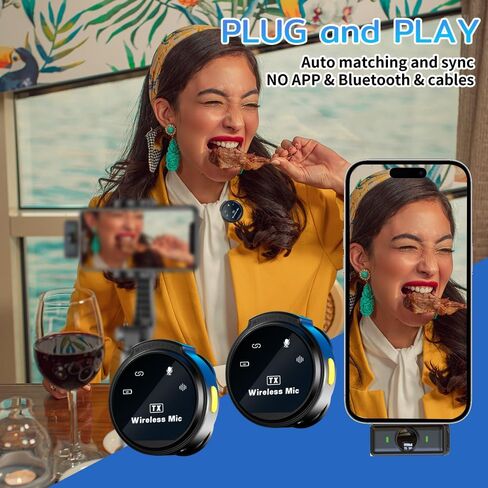 2pcs Wireless Lavalier Microphone , 75mAh Portable Magnetic Mic with 800mAH Charging Case for Video Recording, Game Live Streaming, Vlog (Type C) in Saudi Arabia