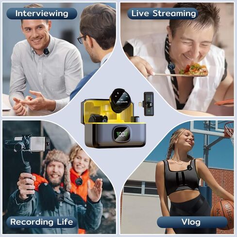 2pcs Wireless Lavalier Microphone , 75mAh Portable Magnetic Mic with 800mAH Charging Case for Video Recording, Game Live Streaming, Vlog (Type C) in Saudi Arabia