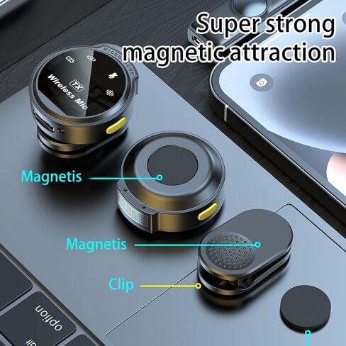 2pcs Wireless Lavalier Microphone , 75mAh Portable Magnetic Mic with 800mAH Charging Case for Video Recording, Game Live Streaming, Vlog (Type C) in Saudi Arabia