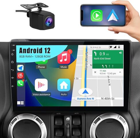 Car Radio Stereo 8GB+128GB for Jeep Wrangler JK 2007-2018 Dodge Ram 1500 2500 3500 2009-2012 Compass Grand Cherokee with CarPlay Android Auto in Saudi Arabia