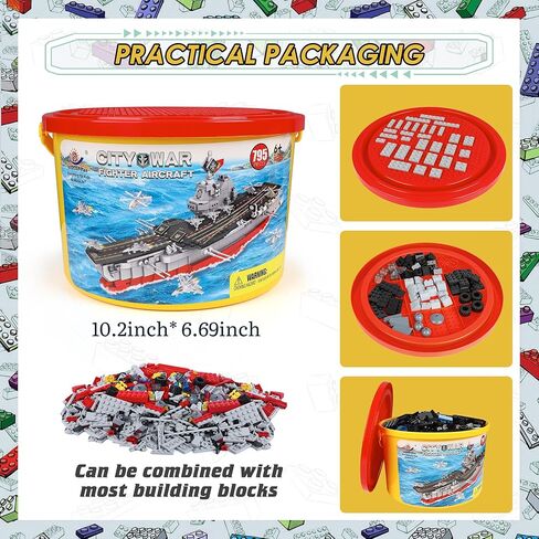 مجموعة مكعبات بناء حاملة الطائرات 786 قطعة، 8 في 1 مجموعة ألعاب بناء نموذج سفينة حربية عسكرية مع سفينة دورية بحرية، دبابة برية، مقاتلة جوية والمزيد من ألعاب بناء العلوم والتكنولوجيا والهندسة والرياضيات للأطفال بعمر 6 سنوات فما فوق in Kuwait