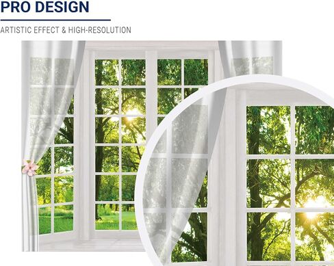Allenjoy 10x8ft Spring Window Scenery Photography Fabric Backdrop White Windowsill Floral Green Forest Natural Photocall Background Party Banner Wall Decor Newborn Baby Kids Family Photo Booth Props in Saudi Arabia