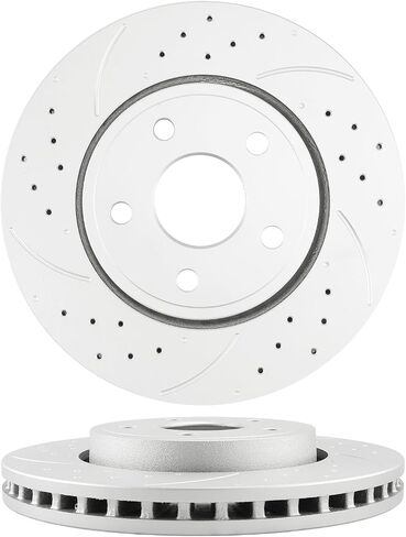 KAX Front Brake Kit, Drilled and Slotted Brake Rotors, Ceramic Brake Pads | Fits Mercedes-Benz C240, C280, C320, C350, CLK320, CLK350, SLK280, SLK300, Automotive Replacement Brake Kit in Saudi Arabia