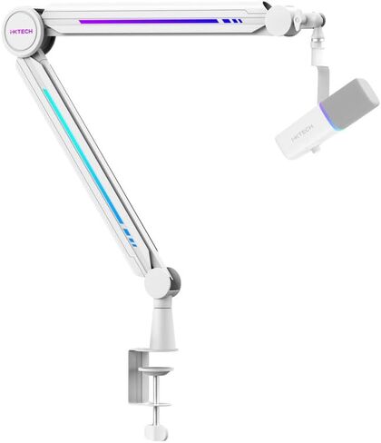 IXTECH RGB Mic Boom Arm High Profile, Overhead Boom Arm Microphone Stand Desk Mount, Adjustable Microphone Stand with Desk Mount, Mic Arm for Live Streaming Gaming Podcasting Recording (Black) in Kuwait