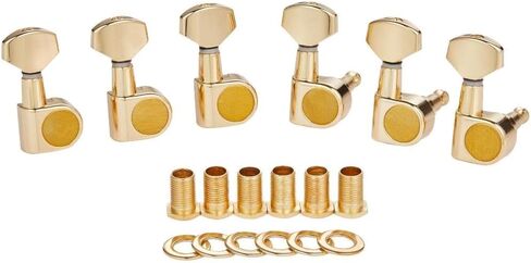 KAISH 6 Inline Guitar 2 Pin Tuners Tuning Keys Pegs Dual Pin Tuning Machine Heads for Squier Strat/Tele/Ibanez/Yamaha/Import Style Guitars Mini Oval Button Black in Saudi Arabia