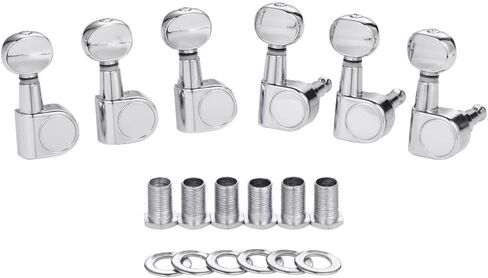 KAISH 6 Inline Guitar 2 Pin Tuners Tuning Keys Pegs Dual Pin Tuning Machine Heads for Squier Strat/Tele/Ibanez/Yamaha/Import Style Guitars Mini Oval Button Black in Saudi Arabia