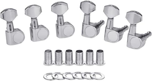 KAISH 6 Inline Guitar 2 Pin Tuners Tuning Keys Pegs Dual Pin Tuning Machine Heads for Squier Strat/Tele/Ibanez/Yamaha/Import Style Guitars Mini Oval Button Black in Saudi Arabia