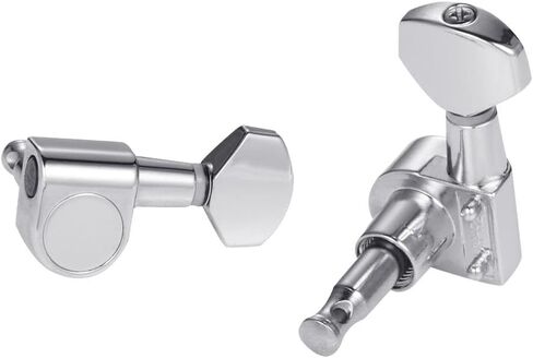 KAISH 6 Inline Guitar 2 Pin Tuners Tuning Keys Pegs Dual Pin Tuning Machine Heads for Squier Strat/Tele/Ibanez/Yamaha/Import Style Guitars Mini Oval Button Black in Saudi Arabia