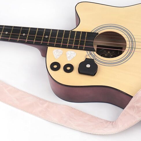 Hennaja Adjustable Guitar Strap Includes 2 Strap Locks & 2 Matching Picks & 1 Picks Holder & 1 leather Strap Button. in Saudi Arabia