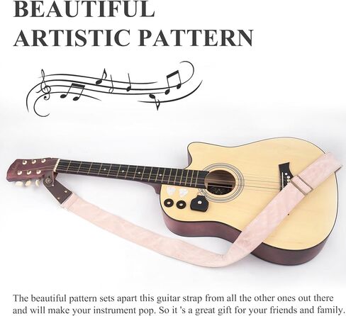 Hennaja Adjustable Guitar Strap Includes 2 Strap Locks & 2 Matching Picks & 1 Picks Holder & 1 leather Strap Button. in Saudi Arabia