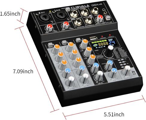 جهاز مزج الصوت الاحترافي DJ ذو 4 قنوات مع تأثيرات، وحدة تحكم الصوت، وحدة تسجيل خلط الصوت للكمبيوتر، تسجيل الاستوديو، الحفلات المنزلية وكاريوكي GSX-i4 in Saudi Arabia
