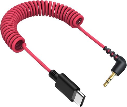 USB C to 3.5mm Microphone Cable for Rode Wireless Pro/Wireless Go 2 / Wireless ME and Hollyland Lark M1 M2 150 Max Duo, Coiled Audio Patch Cable Mic Cord Compatible with iPhone 16 Pro Max 15 Plus in Saudi Arabia