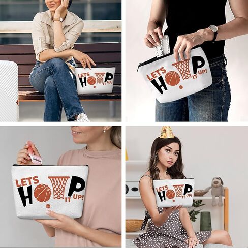 Funny Basketball Gifts Basketball Accessories Stuff Makeup Bag, Basketball Lover Gifts Cosmetic Bag for Women Girls Sport Fans Team Players Coach Therapist Birthday Christmas Appreciation Gifts in Saudi Arabia