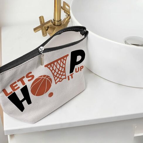 Funny Basketball Gifts Basketball Accessories Stuff Makeup Bag, Basketball Lover Gifts Cosmetic Bag for Women Girls Sport Fans Team Players Coach Therapist Birthday Christmas Appreciation Gifts in Saudi Arabia