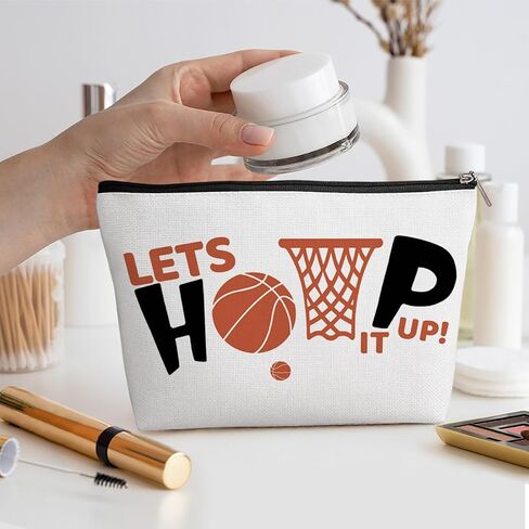 Funny Basketball Gifts Basketball Accessories Stuff Makeup Bag, Basketball Lover Gifts Cosmetic Bag for Women Girls Sport Fans Team Players Coach Therapist Birthday Christmas Appreciation Gifts in Saudi Arabia