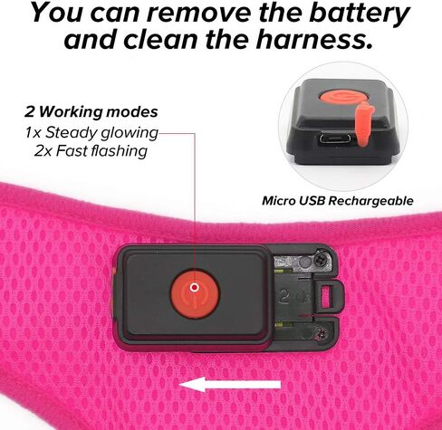 Safety LED Dog Harness - Light Up Dog Vest, No-Pull Dog Harness - Rechargeable Glowing Pet Harness for Night Walking & Camping (Red, S [Neck:12"-16.5"; Chest:17"- 25"]) in Kuwait