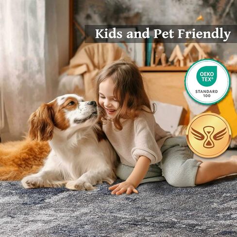 QD-Udreamy 5x7 Area Rugs - Machine Washable Rugs for Living Room, Gray Modern Area Rug with Non-Slip Backing, Stain Resistant Abstract Rug for Bedroom, Ultra-Thin Large Area Rugs for Home Decor in Kuwait