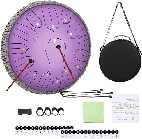 Steel Tongue Drum 12 Inch 15 Notes: Handpan Drums Set with Music Book Mallets Carry Bag - Hand Pan Instrument for Adults Musical Education Meditation Yoga Chakra (Purple) in Kuwait