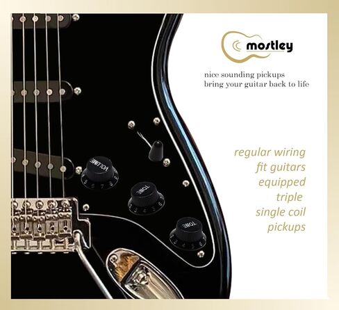 MOSTLEY Prewired 𝗚𝘂𝗶𝘁𝗮𝗿 𝗪𝗶𝗿𝗶𝗻𝗴 𝗞𝗶𝘁, Presoldered Control Plate for Guitars Equipped with Triple Single Coil Pickups, Robust 5-way Switch Orange Capacitor Large Potentiometers Included in Saudi Arabia