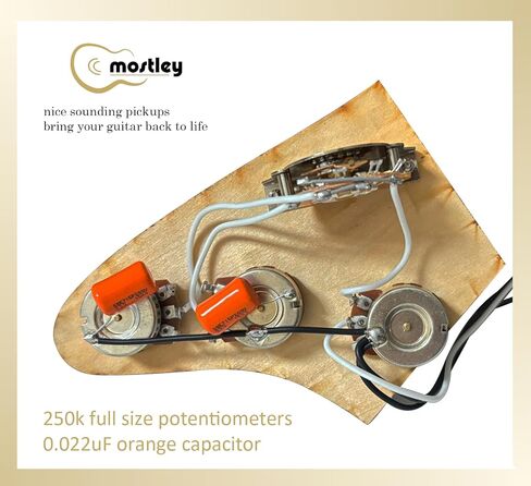 MOSTLEY Prewired 𝗚𝘂𝗶𝘁𝗮𝗿 𝗪𝗶𝗿𝗶𝗻𝗴 𝗞𝗶𝘁, Presoldered Control Plate for Guitars Equipped with Triple Single Coil Pickups, Robust 5-way Switch Orange Capacitor Large Potentiometers Included in Saudi Arabia