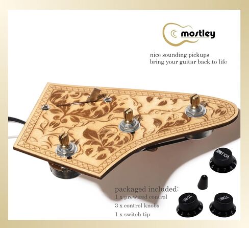 MOSTLEY Prewired 𝗚𝘂𝗶𝘁𝗮𝗿 𝗪𝗶𝗿𝗶𝗻𝗴 𝗞𝗶𝘁, Presoldered Control Plate for Guitars Equipped with Triple Single Coil Pickups, Robust 5-way Switch Orange Capacitor Large Potentiometers Included in Saudi Arabia