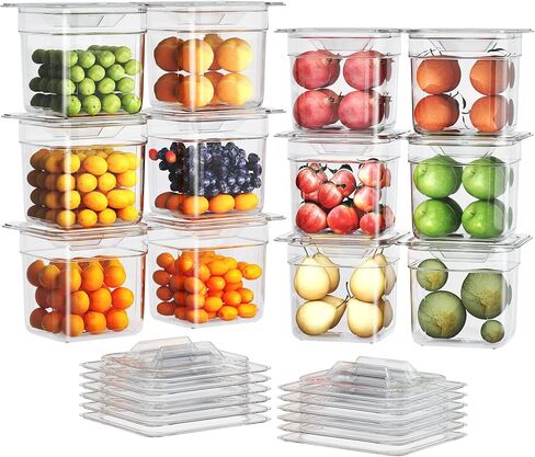 6 Pack Plastic Food Pan with Lid 1/9 Size 4 Inch Deep Restaurant Clear Food Storage Containers Polycarbonate Commercial Hotel Pans for Fruits Vegetables Beans Corns (6 PCS, 4'' Deep) in Saudi Arabia