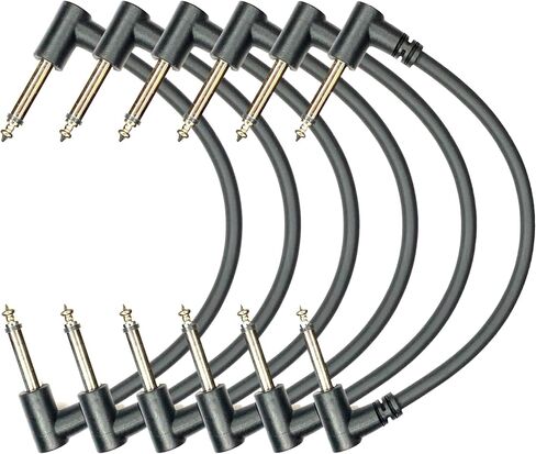 1/4 Mono TS Guitar Effects Pedal Patch 6"" Cables (2), Black in Kuwait