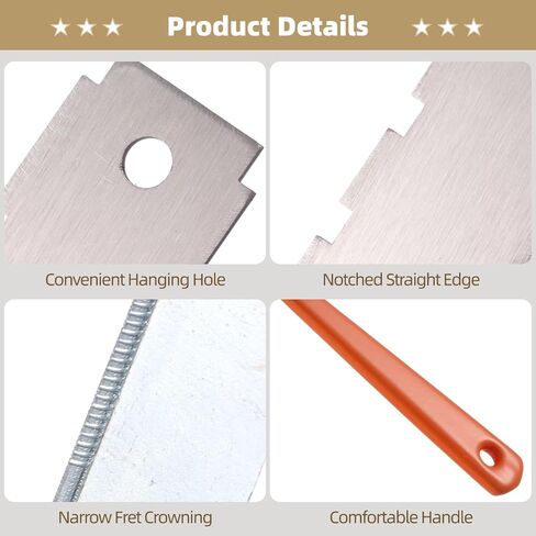 8 PCS Guitar Neck Straight Edge Kit, Guitar Neck Notched Straight Edge Luthier Tool, Fret Rocker, Fret File, Fingerboard Guards, String Action Ruler, Grindstones, Maintenance Kit for E-Guitar Bass in Saudi Arabia
