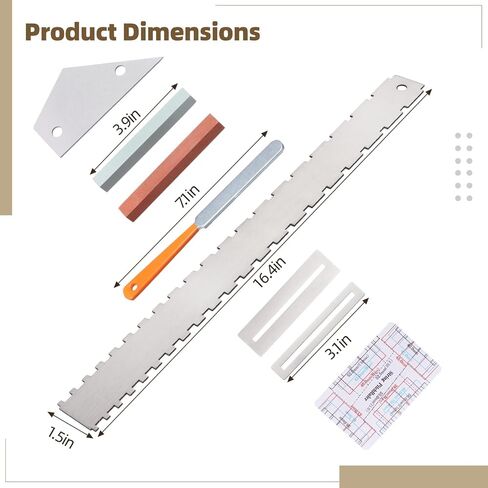 8 PCS Guitar Neck Straight Edge Kit, Guitar Neck Notched Straight Edge Luthier Tool, Fret Rocker, Fret File, Fingerboard Guards, String Action Ruler, Grindstones, Maintenance Kit for E-Guitar Bass in Saudi Arabia