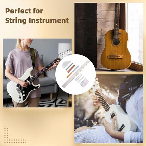 8 PCS Guitar Neck Straight Edge Kit, Guitar Neck Notched Straight Edge Luthier Tool, Fret Rocker, Fret File, Fingerboard Guards, String Action Ruler, Grindstones, Maintenance Kit for E-Guitar Bass in Saudi Arabia