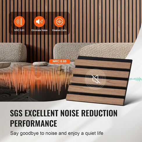 VEVOR Wood Slat Acoustic Panels, 7.9 x 94.5 in, 4-Piece MDF Accent Wooden Wall Panels, Faux Wood Wall Board Panels for Modern Interior Decor and Noise Reduction, Walnut in Saudi Arabia