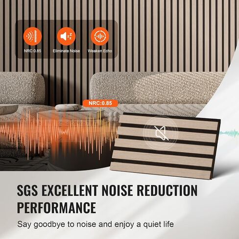 VEVOR Wood Slat Acoustic Panels, 7.9 x 94.5 in, 4-Piece MDF Accent Wooden Wall Panels, Faux Wood Wall Board Panels for Modern Interior Decor and Noise Reduction, Walnut in Saudi Arabia