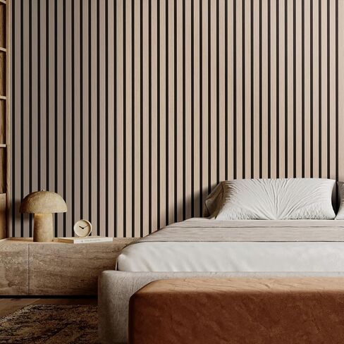 VEVOR Wood Slat Acoustic Panels, 7.9 x 94.5 in, 4-Piece MDF Accent Wooden Wall Panels, Faux Wood Wall Board Panels for Modern Interior Decor and Noise Reduction, Walnut in Saudi Arabia