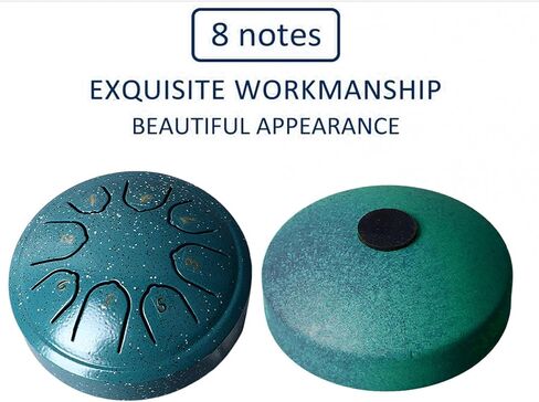 Rain Drum for Outside Mini Steel Tongue Drum Rain Chime 4.5 Inches 8 Notes Waterproof Handpan Drum Healing Instrument for Yoga, Meditation, Music Therapy for All Ages (Green) in Saudi Arabia