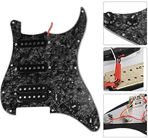 11 Holes Prewired Loaded Pickguard,Electric Guitar SSH Humbuckers Pickguard for Electric Guitar (Black Pearl) in Saudi Arabia