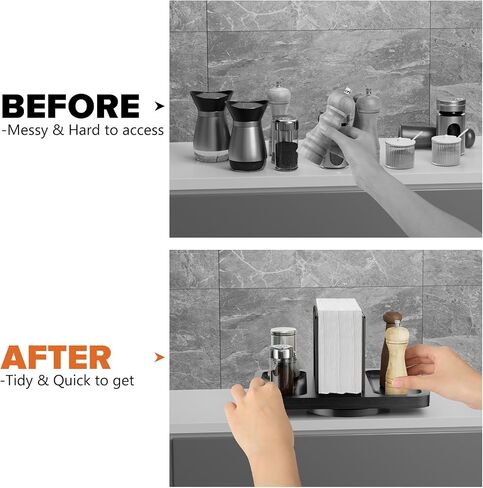Napkin Holder for Table, Rotating Metal Standing Napkin Dispenser with Salt and Pepper Shakers Caddy Standing Paper Napkin Storage for Kitchen Dining Table Decor in Saudi Arabia