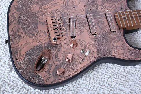 Guyker Full Size Electric Guitar 6 String Solid Body F-ST Strat Style - Right Handed Tuners, SSS Pickups, Potentiometer Knobs, for Beginner Intermediate & Pro Players(Ancient Bronze, Skeleton Surface) in Saudi Arabia