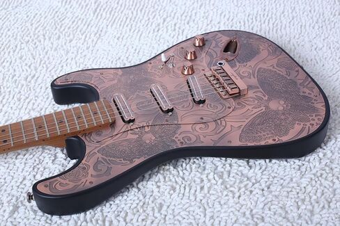 Guyker Full Size Electric Guitar 6 String Solid Body F-ST Strat Style - Right Handed Tuners, SSS Pickups, Potentiometer Knobs, for Beginner Intermediate & Pro Players(Ancient Bronze, Skeleton Surface) in Saudi Arabia