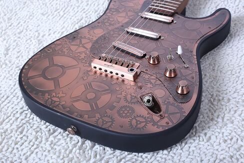 Guyker Full Size Electric Guitar 6 String Solid Body F-ST Strat Style - Right Handed Tuners, SSS Pickups, Potentiometer Knobs, for Beginner Intermediate & Pro Players(Ancient Bronze, Skeleton Surface) in Saudi Arabia