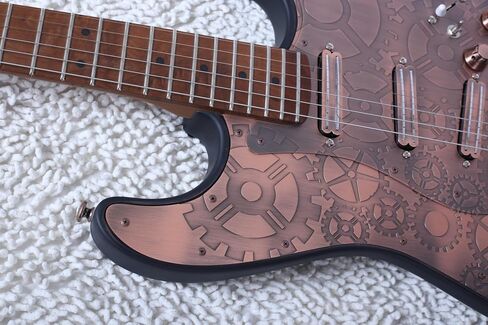 Guyker Full Size Electric Guitar 6 String Solid Body F-ST Strat Style - Right Handed Tuners, SSS Pickups, Potentiometer Knobs, for Beginner Intermediate & Pro Players(Ancient Bronze, Skeleton Surface) in Saudi Arabia