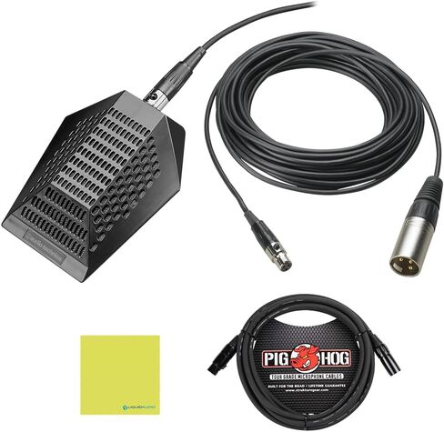 حزمة ميكروفون Liquid Audio Audio Technica PRO44 ProPoint® Condenser Boundary مع كابل ميكروفون Pig Hog PHM10 مقاس 8 مم وقماش تلميع in Saudi Arabia