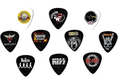 Guitar Picks with Band Logos, Pack of 10 (Medium Thickness 0.71mm) in Saudi Arabia