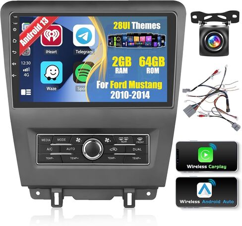 Roinvou 8 Cores 4+64G Android Car Radio for Ford Mustang 2010-2014, 10.1" Touch Screen Carplay Android Auto with 32EQ Bluetooth WiFi GPS Navigation Mirror Link Backup Camera in Saudi Arabia