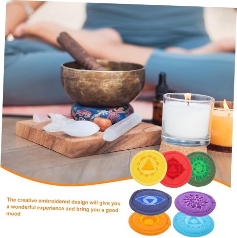 Vaguelly 7pcs Bowl Bottom Mat Meditation Bowl Sound Bowl Cushion Meditation Music Singing Bowl Mats Saxaboom Crystal Singing Bowls Singing Bowl Pads Music Decor Polyester Manual Instrument in Saudi Arabia
