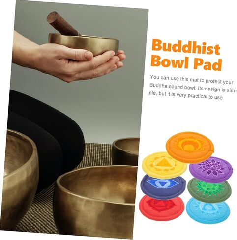 Vaguelly 7pcs Bowl Bottom Mat Meditation Bowl Sound Bowl Cushion Meditation Music Singing Bowl Mats Saxaboom Crystal Singing Bowls Singing Bowl Pads Music Decor Polyester Manual Instrument in Saudi Arabia